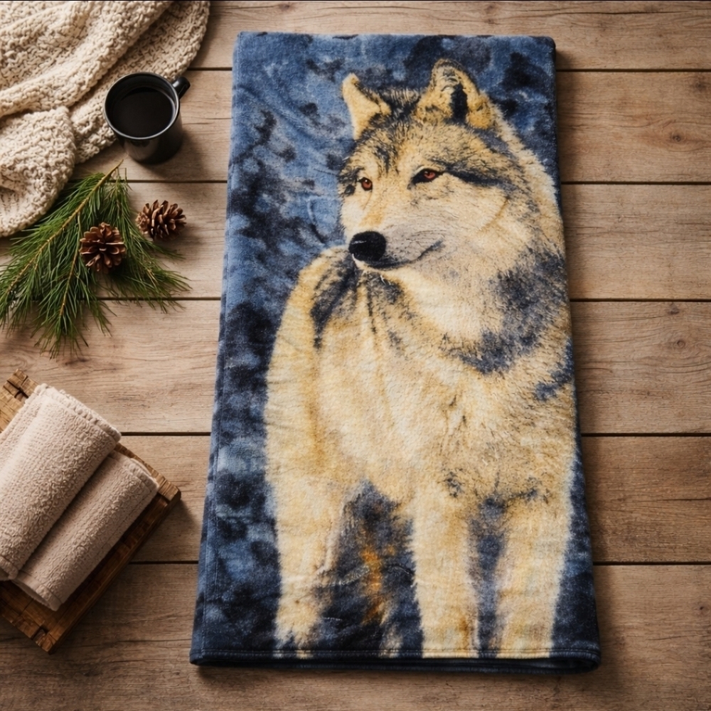 TerriSol Karsten Brazil Wolf Beach Towel 31x60 | Images on The Wild Side Vintage